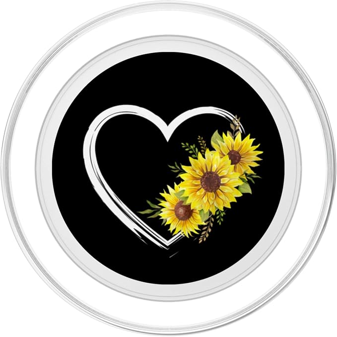Heart Outline With Sunflowers PopSockets Adhesive PopGrip