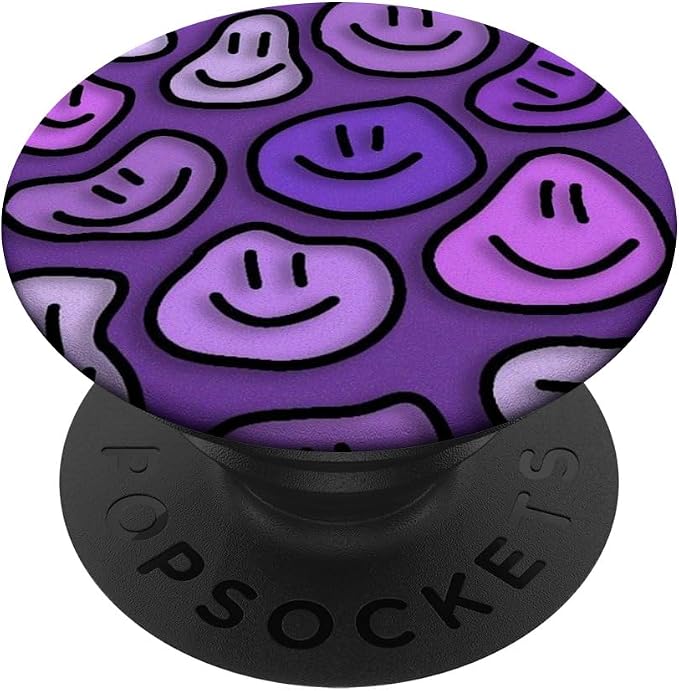 Aesthetic Lavender Purple Liquid Swirl Dripping Smile face PopSockets Adhesive PopGrip