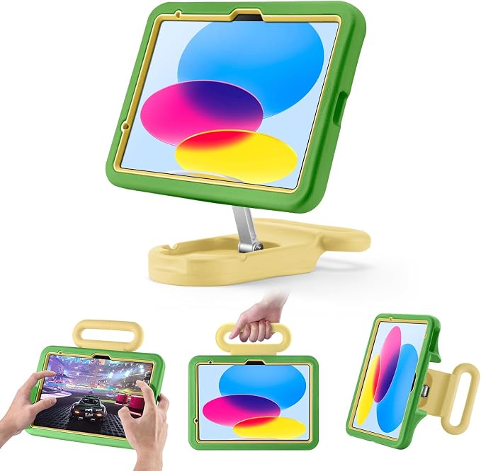 Kids Case for iPad (A16) 11th/10th Gen 10.9'' 2025/2022Adjustable Portrait/Landscape Stand/Drop Proof with HandleChild Friendly Case for iPad Air 11 (M4/M3/M2) 2026/2025/2024 (BlackBlue)