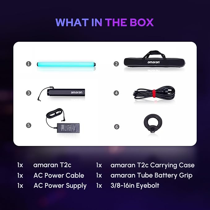 Aputure Amaran T2C RGBWW LED Tube Light 2500K to 7500K,Support APP and DMX Control (T2C 20W 23.6inch/60CM)