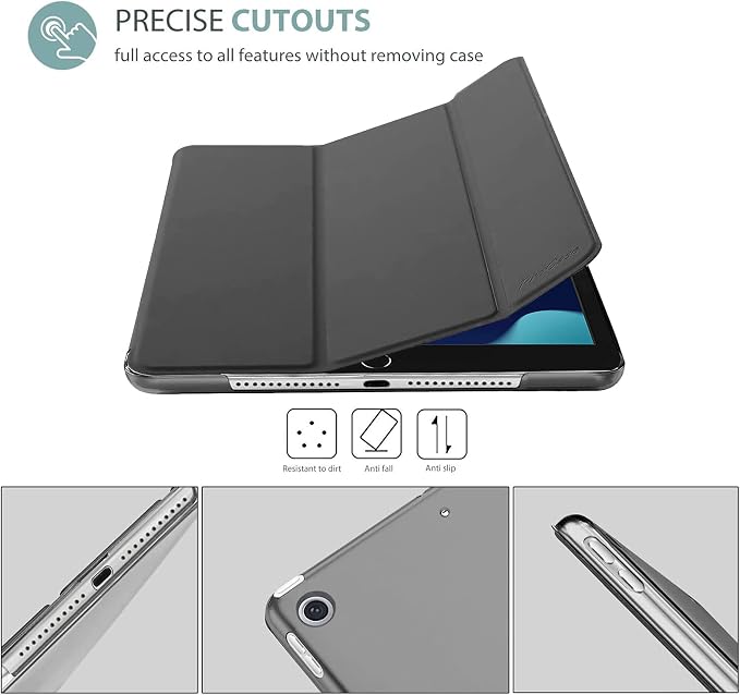 ProCase iPad 10.2 Case 2021 9th Gen/ 2020 8th Gen/ 2019 7th Gen Case with Tempered Glass Screen Protector Slim Stand Hard Shell Protective Smart Cover for 10.2” iPad 9th/8th/7th Generation -Black