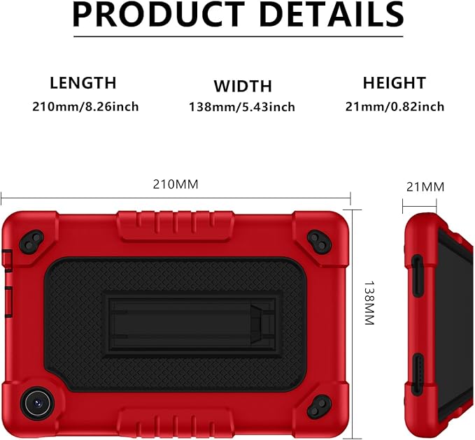 for TCL Tab 8 Plus Tablet CaseShoulder Strap Soft Silicone&ampHard Back Shockproof Protective Case for TCL Tab 8 Plus/TCL Tab 8 LE/TCL Tab 8 WiFi/TCL TAB 8V/TCL Tab 8 SE(Black/Black)