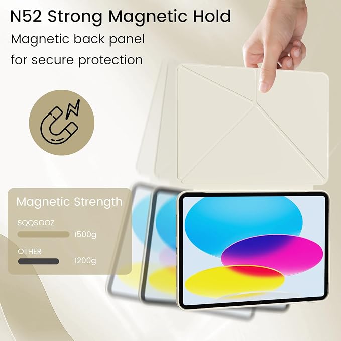 Case for iPad A16 11th/10th Generation 11/10.9 inch Black | Magnetic Attachment Slim Soft TPU Protective Case Multi Angles Hidden Pencil Holder Shockproof Frame Auto Wake/Sleep
