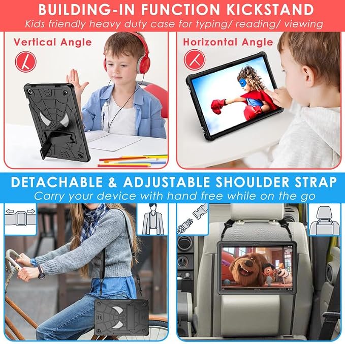 DETUOSI Case for Samsung Galaxy Tab A11+ Plus 11 2025/ A9+ Plus 2023 with Shoulder Strap 3-Layers Hybrid Heavy Duty Full-Body Shockproof4-Angles Viewing Protective Cover
