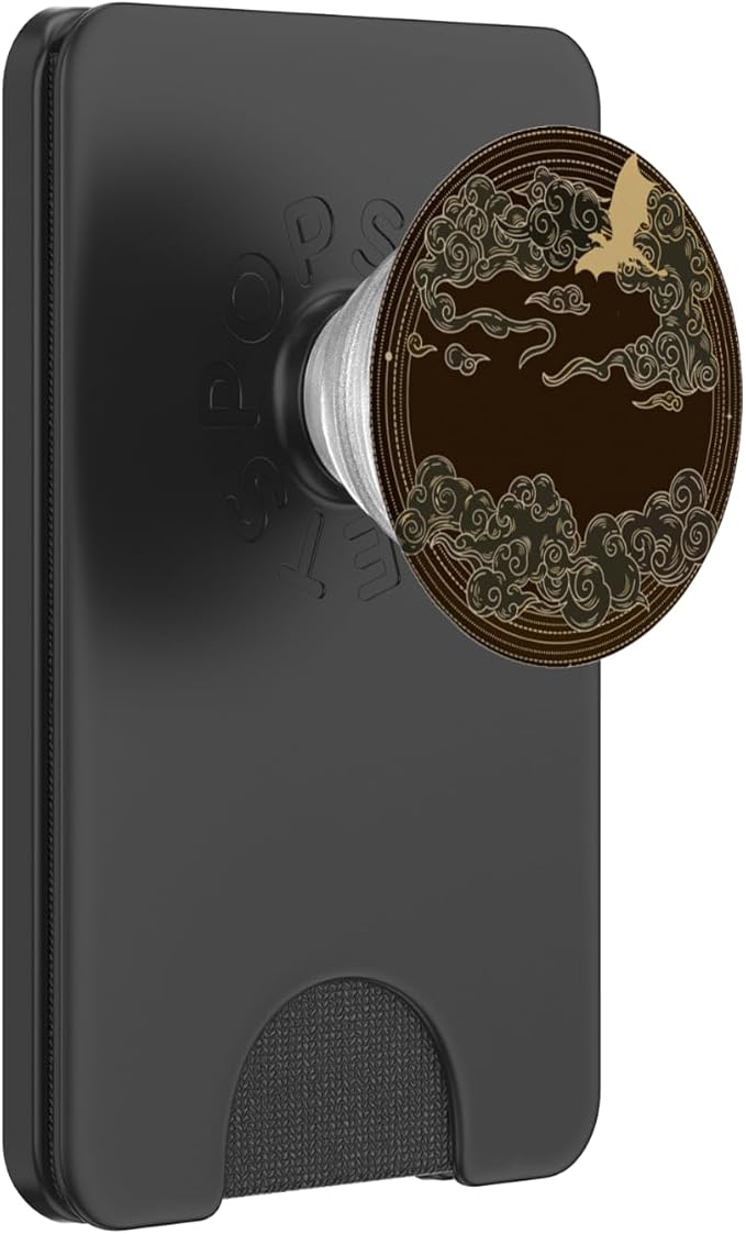Black Dragon Cloud Circle Fantasy Mythic Emblem Pattern PopSockets PopGrip for MagSafe