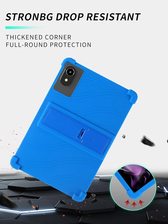 Case for ApoloMedia EP1095T 11 Tablet 2025 Android 15，WUNIAK Shock Proof Lightweight Stand Rubber Shell Protective CoverKids Friendly Soft Silicone Adjustable Stand CoverBlack