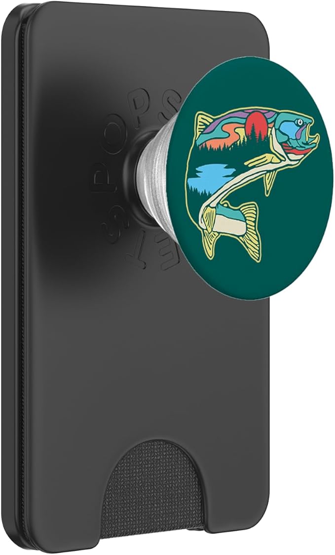 Nature Trout Illustration Vintage Fly Fishing Retro Design PopSockets Adhesive PopGrip