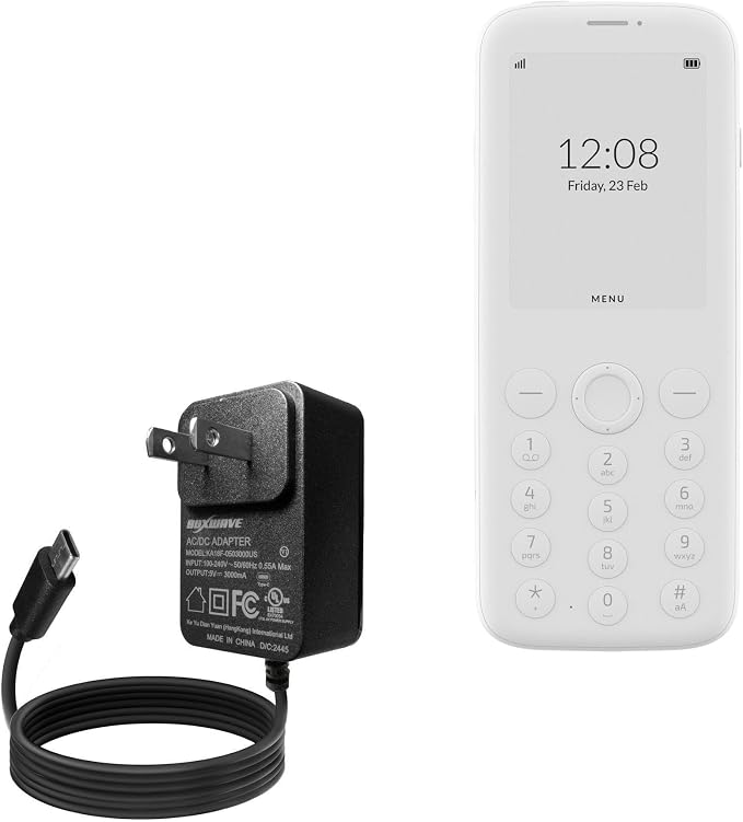 BoxWave Charger Compatible with Mudita Pure - Wall Charger Direct (15W) Rapid Charge Your Device with Built-in 3ft Cable