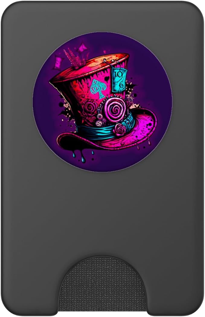 We're All Mad Here Pink Steampunk Alice in Wonderland Hat PopSockets Adhesive PopGrip
