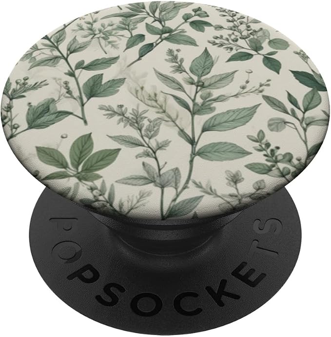 Sage Green Botanical Leaf Pattern PopSockets Adhesive PopGrip