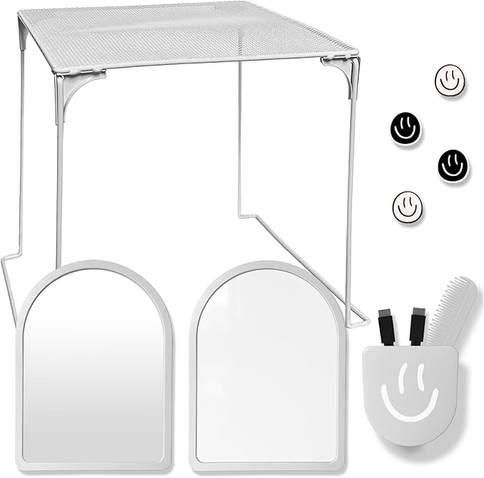 KEYDUACU 10 pcs - Locker Accessories, Locker Decorations including mirrors, whiteboards, magnets and organizing supplies. Ideal for back-to-school essentials and the office (11 Pcs-Light Gray)