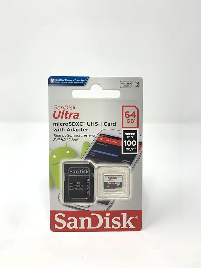 SanDisk Ultra 64GB UHS-I/Class 10 Micro SDXC Memory Card With Adapter- SDSDQUAN-064G-G4A [Old Version]