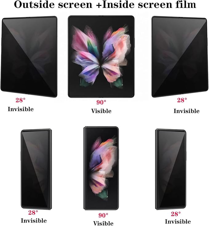 Privacy Screen Protector Designed for Samsung Galaxy Z Fold 4 Anti-peep 1PCS Outside +1PCS Inside Soft Film+ Clear Camera Lens Protector