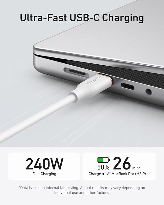 Anker USB C Cable 240W Type C Fast Charging (2-Pack 6 ft Black + White) | USB 2.0 for iPhone 17 / 16 / 15 Series MacBook Pro 2020 and More