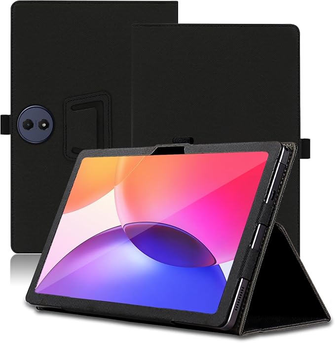 Case for TCL Tab A1 Plus 12.2 inch TCL Tab A1 Plus Tablet Case Folding Stand Protective Cover with Pencil Holder and Wrist Strap Full Protection. (Black)