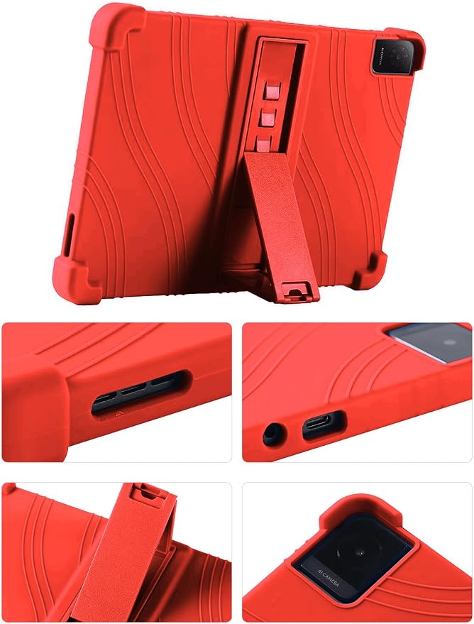 Case for TCL Tab 10L Gen 4 (Model 8483A) 10.1 Inch Tablet Soft Silicone Heavy Duty Shockproof Protective Cover with Adjustable Kickstand (Black)