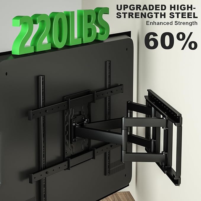 USX MOUNT Heavy Duty Full Motion TV Wall Mount for 60-100 Inch Large TVs, up to 220lbs, Swivel & Tilt, Preassembled TV Mount for 60" 65" 75" 80" 85" 90" 98" 100", Max VESA 800x600mm, Fits 12-24" Studs