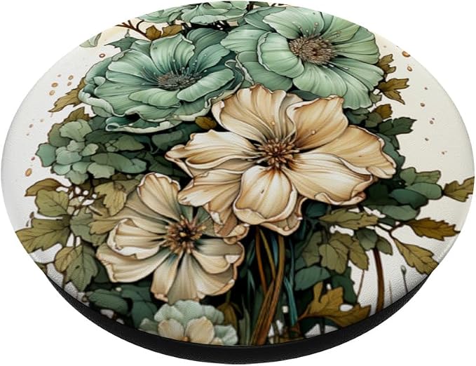 Sage Green Wildflower Floral Moon Flower Botanical PopSockets PopGrip for MagSafe