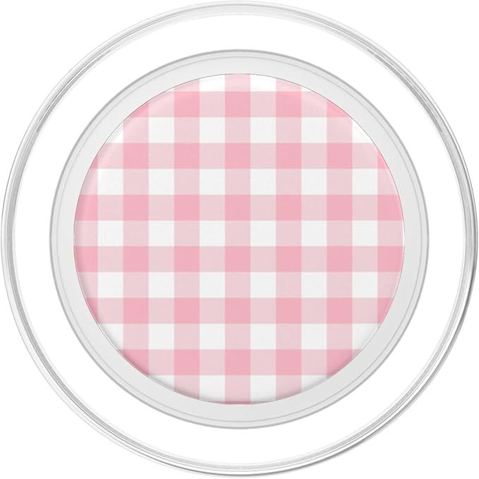 Pastel Pink Gingham Squares Classic Plaid Pattern Trendy PopSockets PopWallet for MagSafe