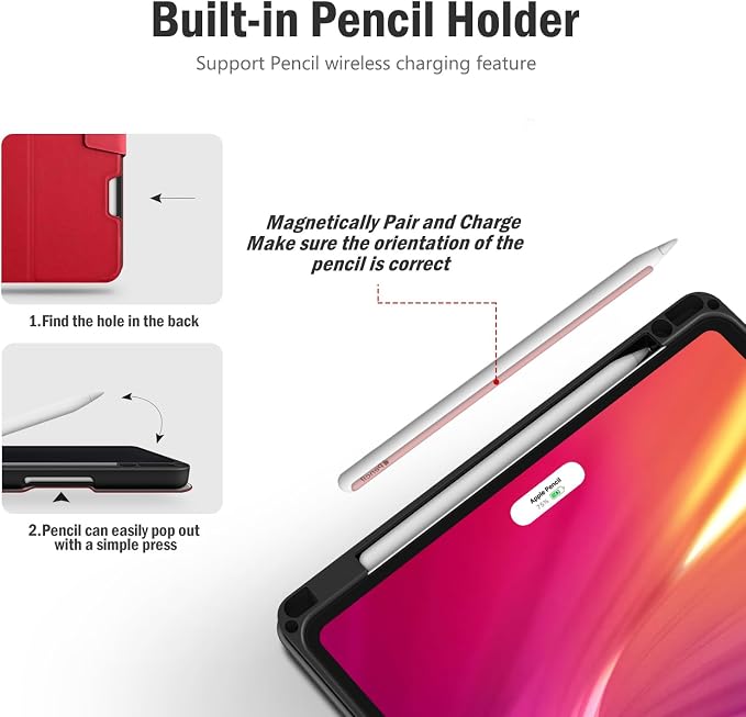 Antbox Case for iPad Air 11-inch M4/M3/M2 (2026/2025/2024) iPad Air 5th/4th Generation 10.9'' Vegan Leather with Pencil Holder Typing Angle Auto Sleep/Wake Muti-Stand (Black)