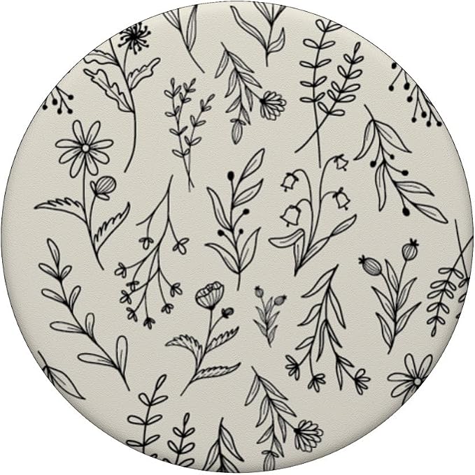 Sand Beige Wildflower Floral Flower Pattern PopSockets Adhesive PopGrip