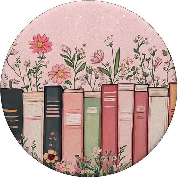 Pink Book Theme Floral Girly Book Lover Flowers PopSockets PopWallet for MagSafe
