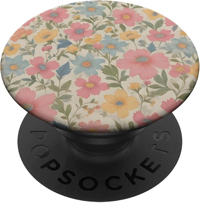 Colorful Floral Pattern Pink Blue And Yellow Flower PopSockets PopGrip for MagSafe