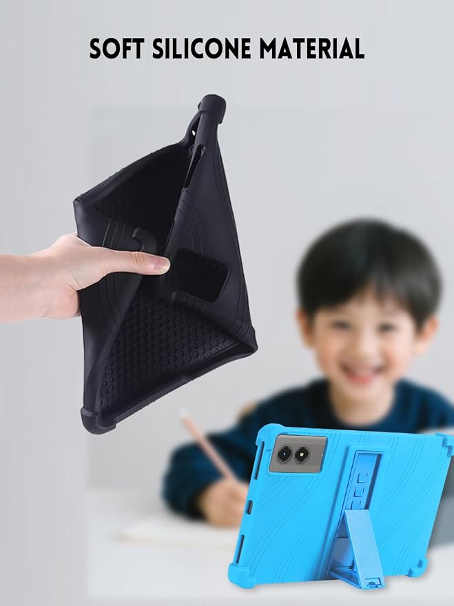 Case for TABWEE T50 Tablet 11 Inch (Black) | Soft Silicone Kids Friendly Protective Cover with Adjustable Stand Drop-Proof