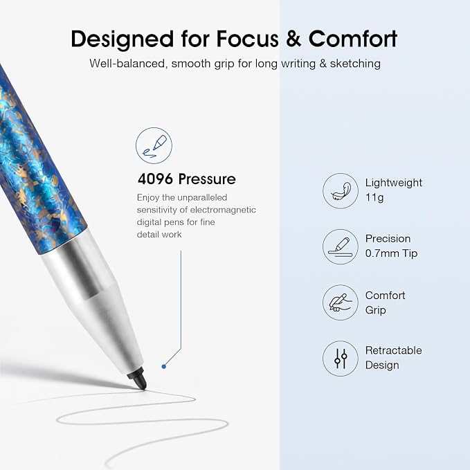 Titanium Magnetic EMR Stylus for E-Ink Devices Retractable Magnetic Digital Pen with Precision Fine Tip Lightweight Writing Pen Compatible with Remarkable 2 Kindle Scribe BOOX SupernoteBlue