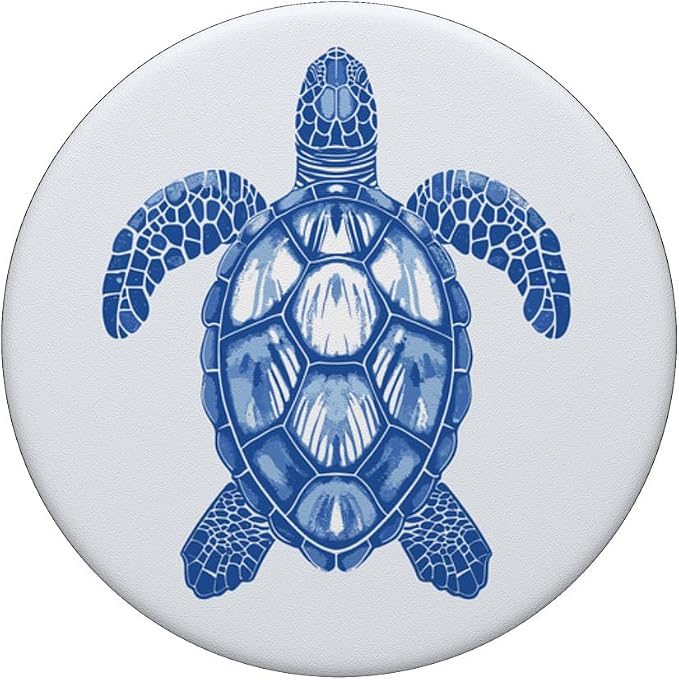 Sea Turtle Pattern Design in Blues and Whites A Sea Turtle PopSockets Adhesive PopGrip