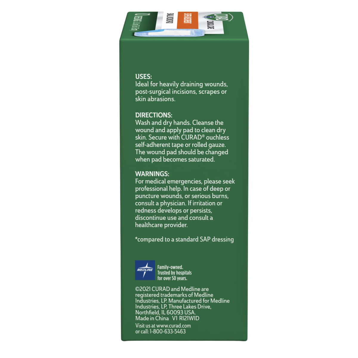 Curad Super Absorbent Wound Pad, Small, 3" x 3", 10 Count, 3 Pack