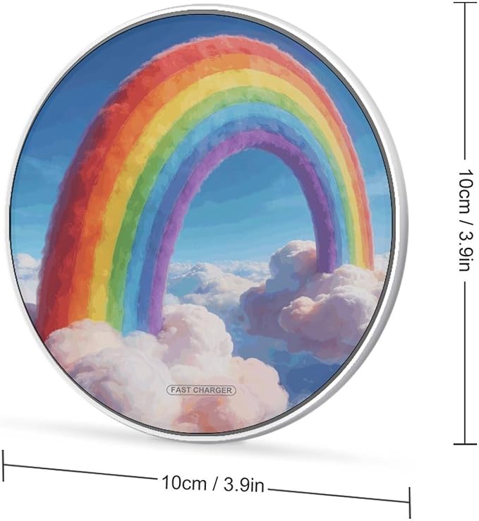 Rainbow Wireless Charger 10W Qi-Certified Fast Wireless Charging Pad with USB Cable &amp LED Indicator Fashion Charger Mat Portable Charging Station for All Qi-Enabled Phones