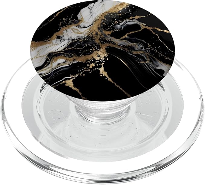 Marble-like Black and White and Gold Colors Pattern PopSockets Adhesive PopGrip