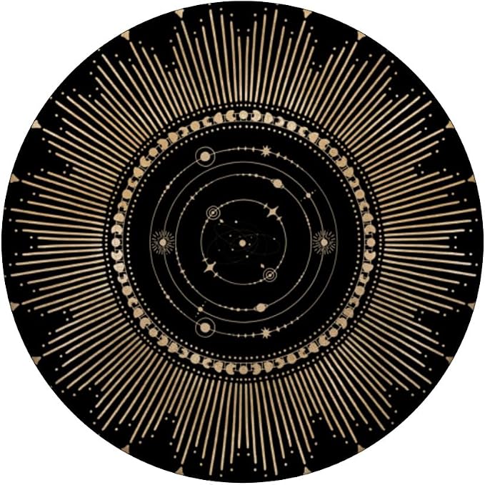 Celestial Moon Phases Planet Black and Gold PopSockets Adhesive PopGrip