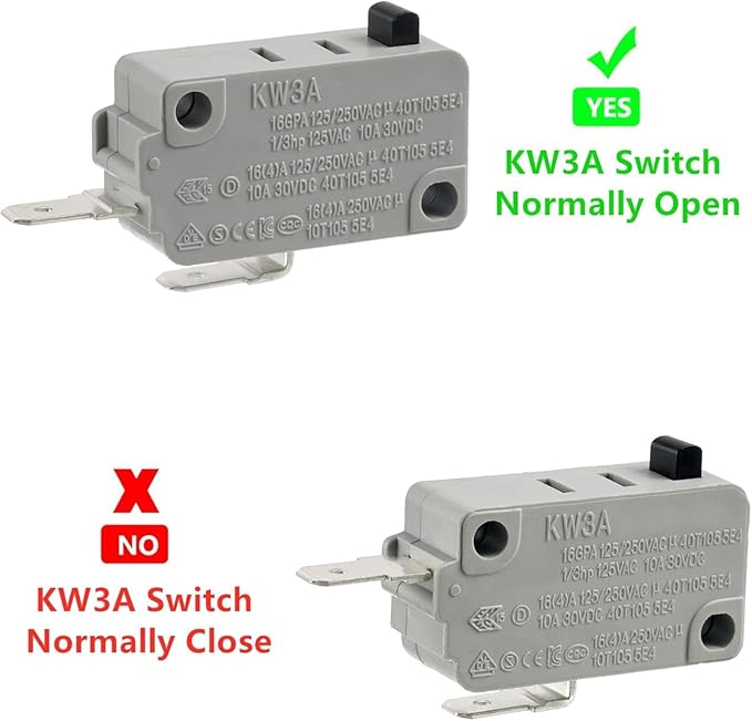 BOJACK Microwave Oven Door Switch KW3A 16A 125/250 V Door Interloc (Pack of 2 pcs Normally Open Switchs)