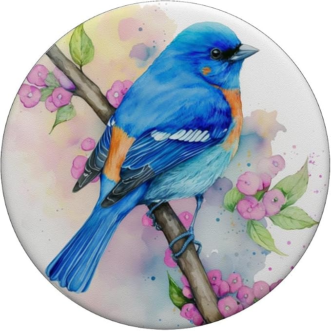 Colorful Blue Bird Watercolor PopSockets Adhesive PopGrip
