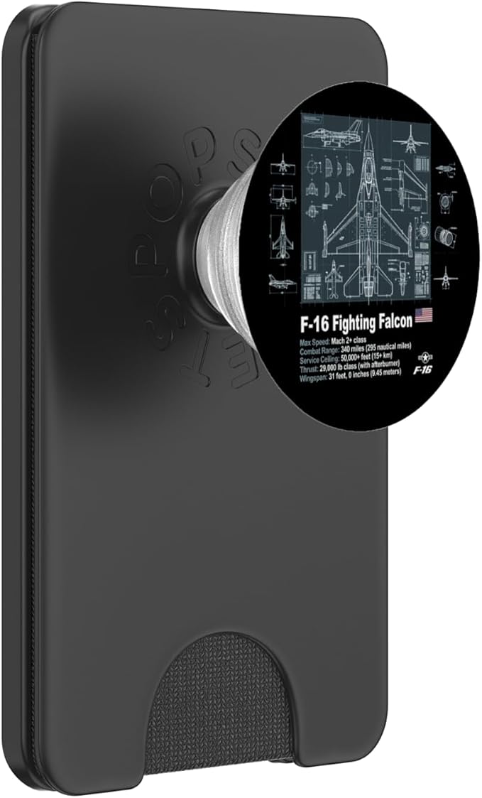 F-16 Blueprint Technical Schematic Aviation PopSockets PopWallet for MagSafe