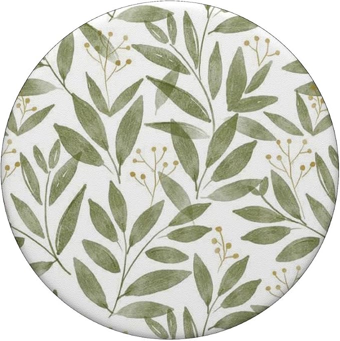 Green Botanical Leaf Pattern PopSockets PopWallet for MagSafe