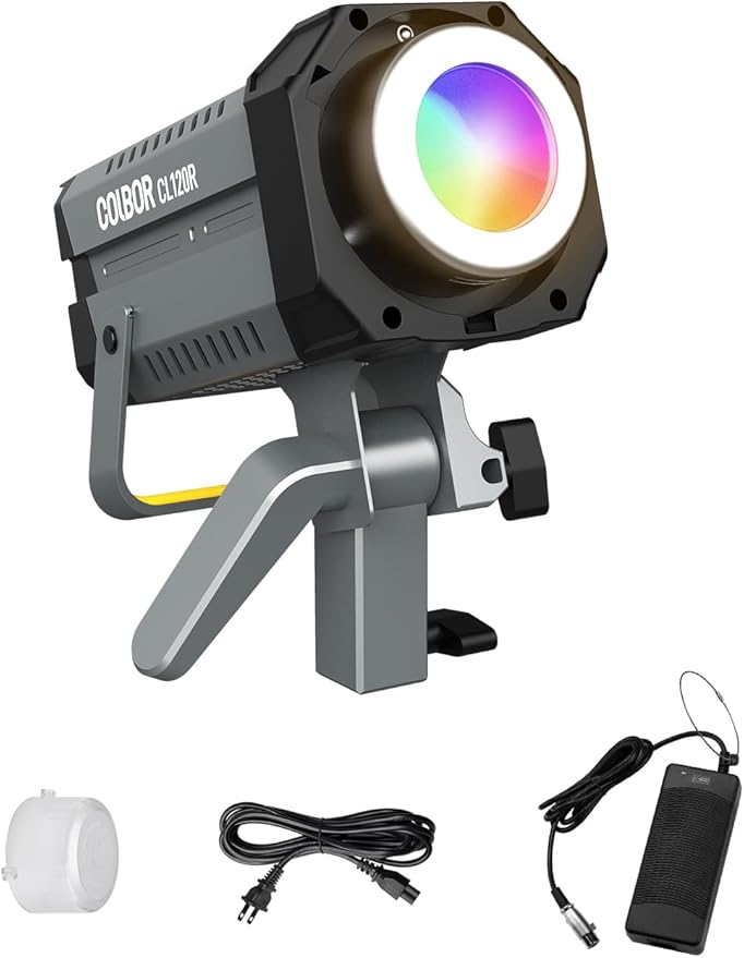 Video Light, COLBOR CL120R RGB 120W Continuous Lighting M/G Balance 2700~6500K CRI96+ Studio Light with Bowens Mount 13 Light Effects for Film Live, Video-Light-Studio-LED-Photography