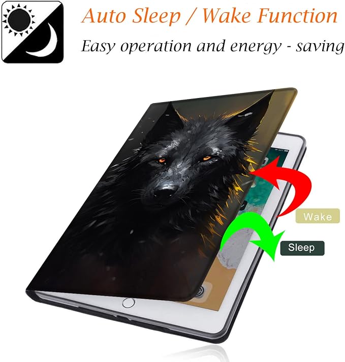 Case for Samsung Galaxy Tab A9 Plus 11 2023 Multi-Viewing Angles with Automatic Sleep/Wake Function for Samsung Galaxy A9+Tablet (SM-X210/X216/X218) American Flag Wolf
