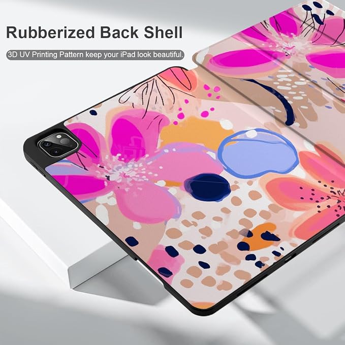 Case for iPad Pro 12.9 inch 6th Generation 2022 Built-in Pencil Holder + Trifold Stand + Auto Wake/Sleep + Protective Cover for iPad Pro 12.9 5th/4th/3rd Gen- Bear