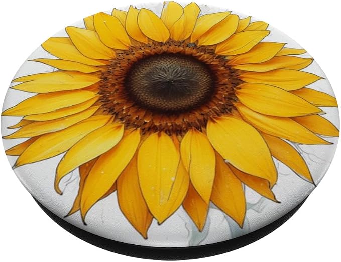 Yellow Sunflower Bloom Illustration Print PopSockets PopWallet for MagSafe