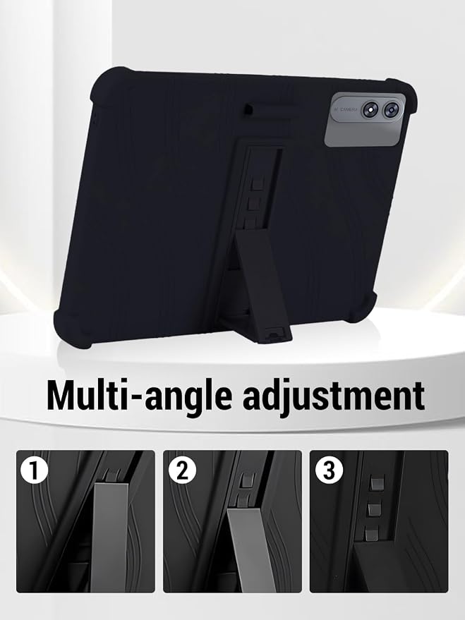 for TABWEE T60 Pro (13.4 Inch) Android 16 Tablet Protective case Shockproof Lightweight Silicone Protective Cover with Stand Child-Friendly Protection Easy to Clean Design Black.