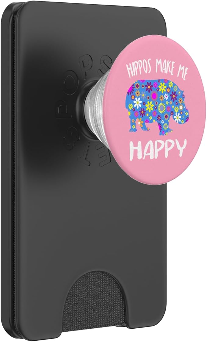 Hippo Phone Hand Holder Gifts - Cute Floral Hippopotamus PopSockets Adhesive PopGrip