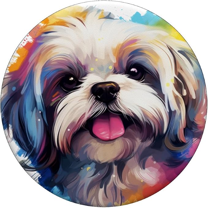 Shih-Tzu Portrait | Portrait Colour Artwork PopSockets Adhesive PopGrip