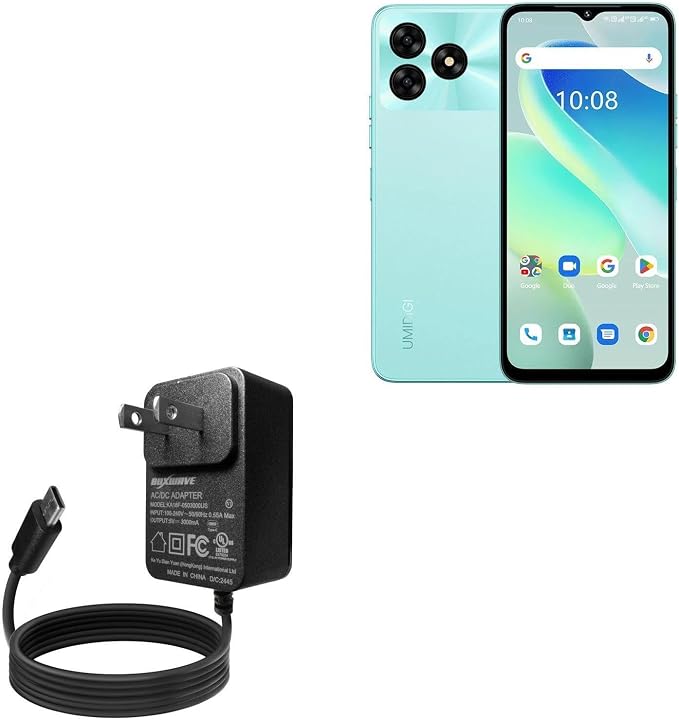 BoxWave Charger Compatible with Umidigi G5 - Wall Charger Direct (15W) Rapid Charge Your Device with Built-in 3ft Cable