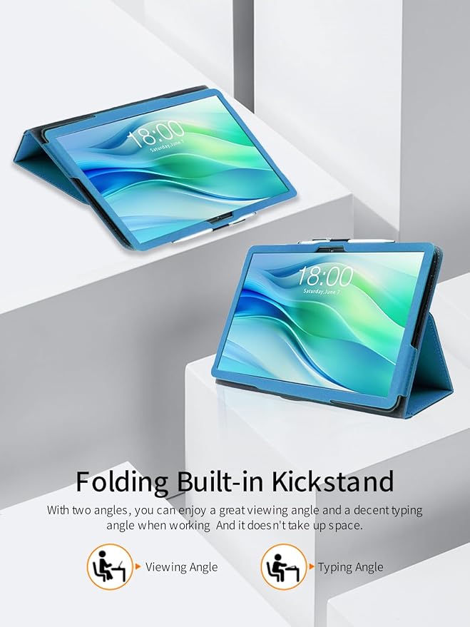 for FEONAL D126 11 Inch Android 14 Tablet CaseFolding Stand Protective Cover with Pencil Holder and Wrist StrapFull Protection Premium PU Scratch Resistant(SkyBlue)