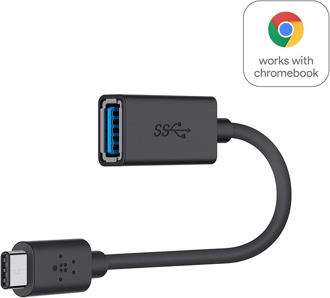 Belkin F2CU036btBLK USB-IF Certified 3.0 USB Type C (USB-C) to USB A Adapter, Compatible with USB-C Devices Including New MacBook and ChromeBook Pixel