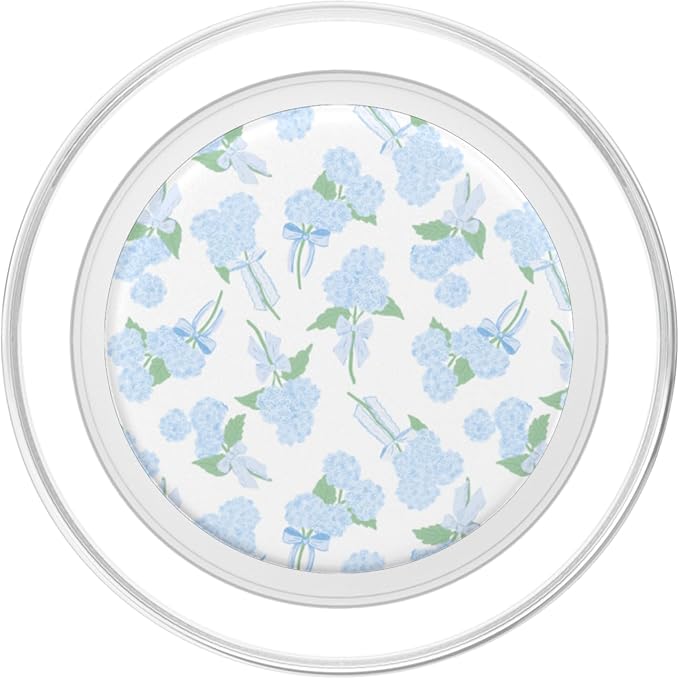 Preppy Coquette Hydrangeas and Bows in Pastel Blue PopSockets PopGrip for MagSafe