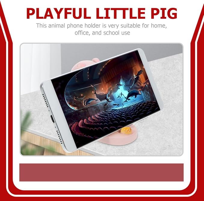 Homoyoyo Cute Pig Phone Stand Pig Phone Holder Stand for Desk Cell Holder for Smartphone Adorable Desktop Stable Support Bracket for Home Office Decor